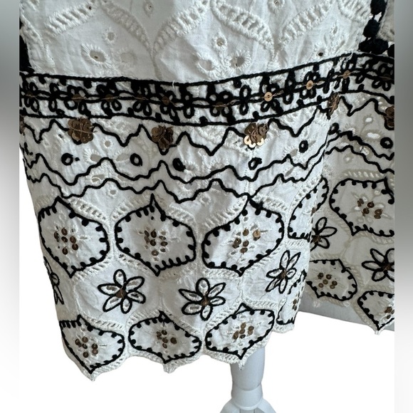Anthropologie Hemant & Nandita Aditya White Embroidered Dress Size M - Picture 5 of 16
